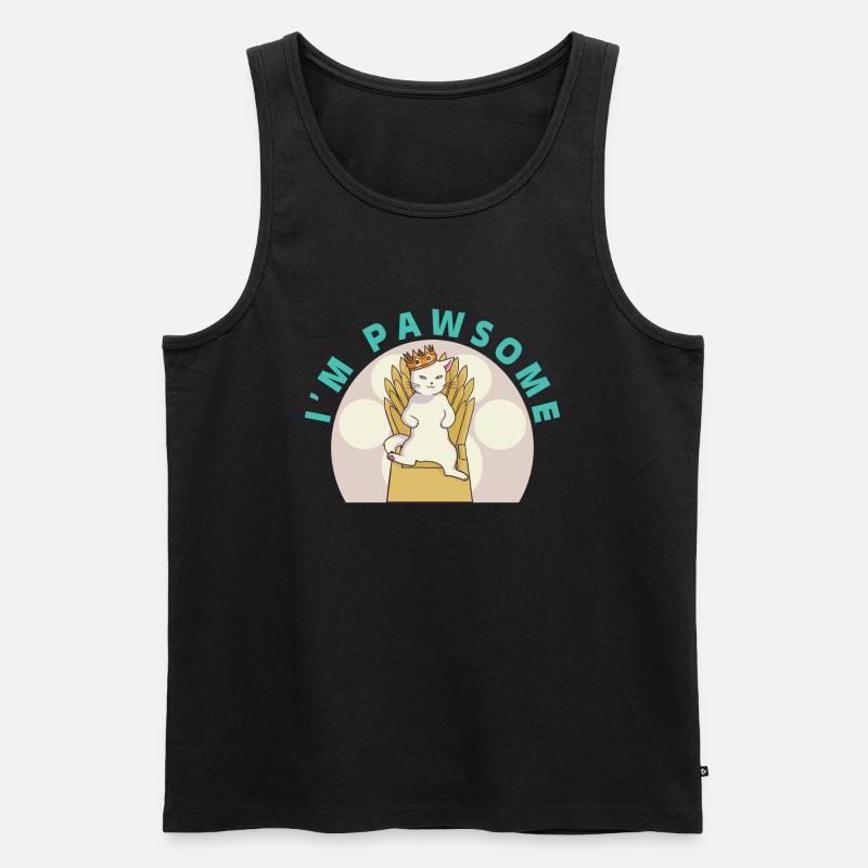 Weiße niedliche Katze - Männer Premium Bio Tank Top - Schwarz