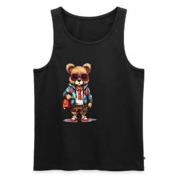 Dessin animé Mignon Ours - Débardeur bio Premium Homme - noir - Devant - AI Model Male 178 light (178cm)