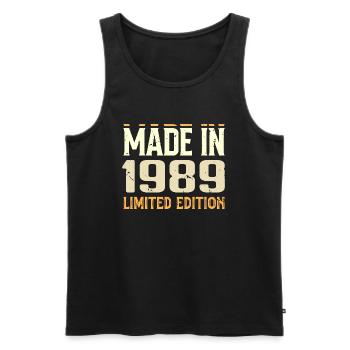Cadeau Anniversaire 1989 Génial Depuis 1989 Retro - Débardeur bio Premium Homme - noir - Devant - AI Model Male 178 light (178cm)