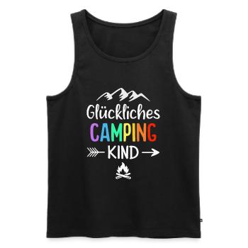 Glückliches Camping Kind Campingplatz Camper - Männer Premium Bio Tank Top - Schwarz - Vorne - Michal (187cm)