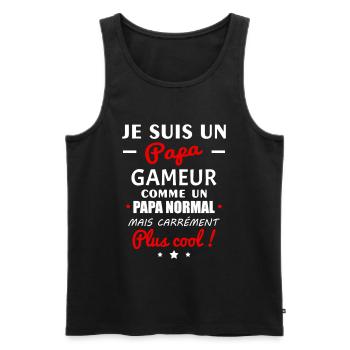 Je suis un papa gameur, fête des pères, noël - Débardeur bio Premium Homme - noir - Devant - Michal (187cm)