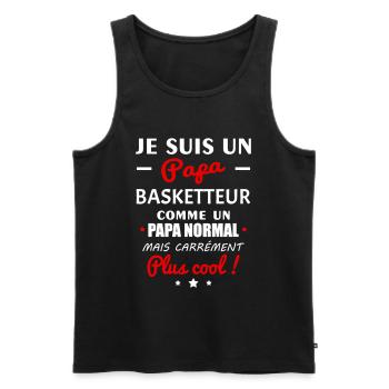 Je suis un papa basketteur, fête des pères, noël - Débardeur bio Premium Homme - noir - Devant - Michal (187cm)
