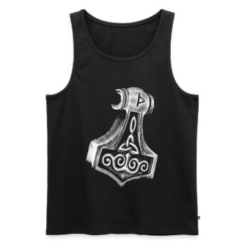 Thor Hammer Mjölnir - Débardeur bio Premium Homme - noir - Devant - AI Model Male 178 light (178cm)