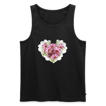 Orchid, flowers, flower heart, heart, blossom - Men's Premium Organic Tank Top - black - Front - Michal (187cm)