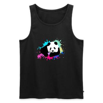 Panda,Panda Bear,Colorful,Graffiti,Painting,Blots - Men's Premium Organic Tank Top - black - Front - AI Model Male 178 light (178cm)