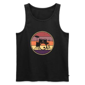 Drummer Retro Drum Musician Drumset - Men's Premium Organic Tank Top - black - Front - Michal (187cm)