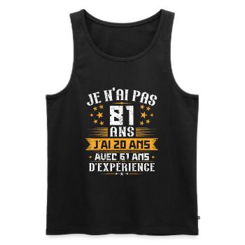 Je n'ai pas 81 ans, Cadeau d'anniversaire 81 ans - Débardeur bio Premium Homme - noir - Devant - Michal (187cm)