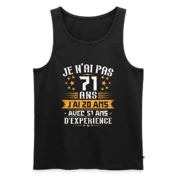 Je n'ai pas 71 ans, Cadeau d'anniversaire 71 ans - Débardeur bio Premium Homme - noir - Devant - Michal (187cm)