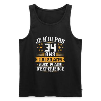 Je n'ai pas 34 ans, Cadeau d'anniversaire 34 ans - Débardeur bio Premium Homme - noir - Devant - Michal (187cm)