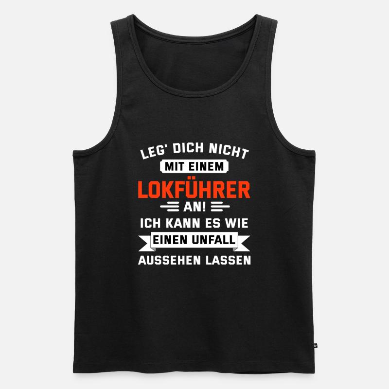 Lokführer lustiger Spruch - Männer Premium Bio Tank Top - Schwarz