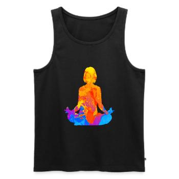 Meditation Meditieren Yoga Frauen Entspannung - Männer Premium Bio Tank Top - Schwarz - Vorne - AI Model Male 178 light (178cm)