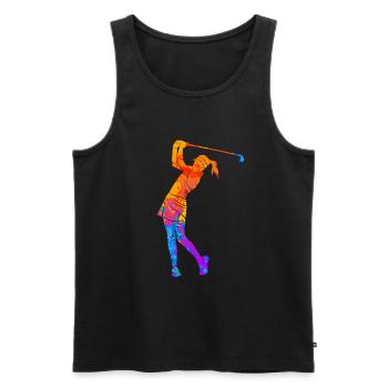 Golferin Golfer Golf Frauen Silhouette - Männer Premium Bio Tank Top - Schwarz - Vorne - AI Model Male 178 light (178cm)