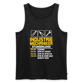 Industrial mechanic funny saying hourly wage - Men's Premium Organic Tank Top - black - Front - AI Model Male 178 light (178cm)