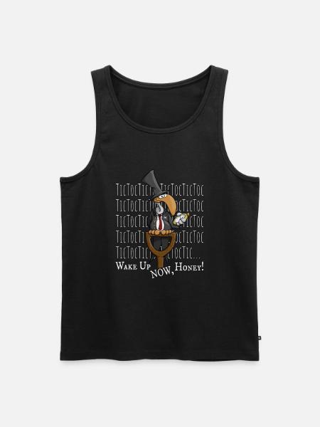 Funny Cartoon Vulture Undertaker TickTock Wake Up - Men's Premium Organic Tank Top - black