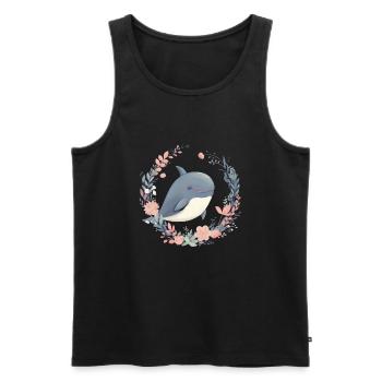 Niedlicher Wal Blumen Blauwal für einen Orca - Männer Premium Bio Tank Top - Schwarz - Vorne - Michal (187cm)