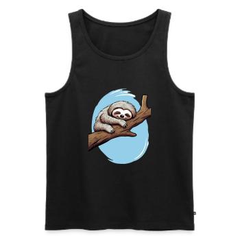 Lustiges Faultier für Kinder für Kinder - Männer Premium Bio Tank Top - Schwarz - Vorne - Michal (187cm)