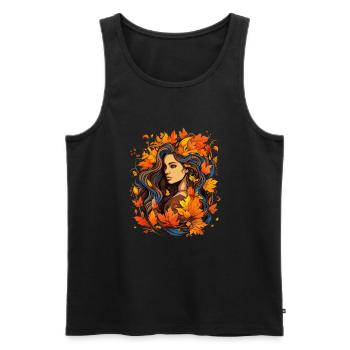 Herbst Frau Natur Blätter Jahreszeit - Männer Premium Bio Tank Top - Schwarz - Vorne - Michal (187cm)