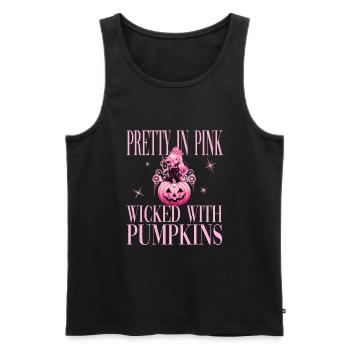 Pretty In Pink Wicked With Pumpkins für Frauen - Männer Premium Bio Tank Top - Schwarz - Vorne - Michal (187cm)