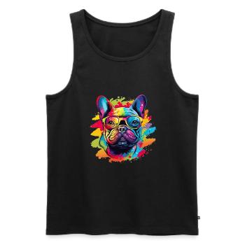 Französische Bulldogge Hund Mops - Männer Premium Bio Tank Top - Schwarz - Vorne - Michal (187cm)