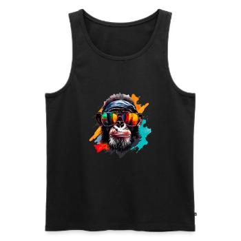 Streetart Affe Urban Rap Street Affe - Männer Premium Bio Tank Top - Schwarz - Vorne - Michal (187cm)