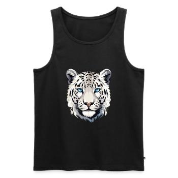 Schneeleopard Leopard Raubkatze - Männer Premium Bio Tank Top - Schwarz - Vorne - Michal (187cm)