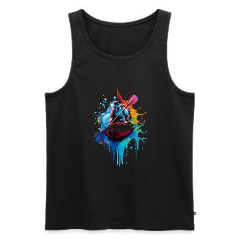 Kajak - Männer Premium Bio Tank Top - Schwarz - Vorne - Michal (187cm)