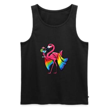 Rosa Flamingo LGBTQ Pride Sommer Tropisch - Männer Premium Bio Tank Top - Schwarz - Vorne - AI Model Male 178 light (178cm)