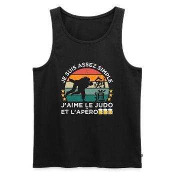 J' aime le judo et l' apéro humour judoka vintage - Débardeur bio Premium Homme - noir - Devant - Michal (187cm)