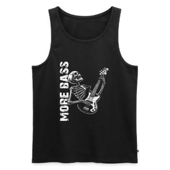 Skelett Skull mit Bassgitarre und Spruch Mehr Bass - Männer Premium Bio Tank Top - Schwarz - Vorne - AI Model Male 178 light (178cm)