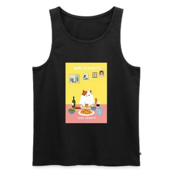 More Spaghetti Less Upsetti Funny Cat Saying - Men's Premium Organic Tank Top - black - Front - AI Model Male 178 light (178cm)