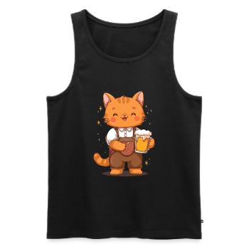 Katze Bier Katzenliebhaber Bayern in Lederhose - Männer Premium Bio Tank Top - Schwarz - Vorne - Michal (187cm)