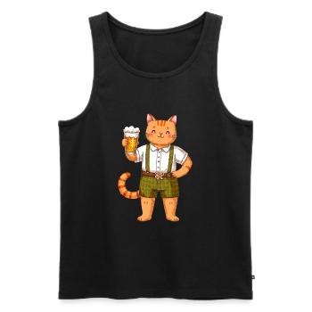 Katze mit Bier Katzenliebhaber Lederhose Bier - Männer Premium Bio Tank Top - Schwarz - Vorne - Michal (187cm)