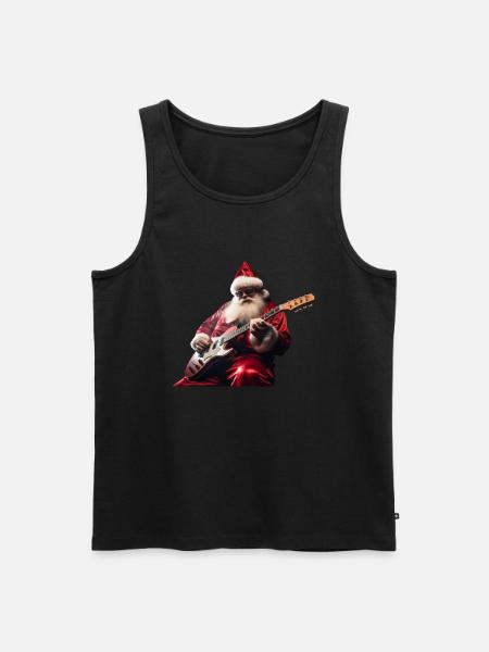 Der Weihnachtsmann Spielt Gitarre Für Alle - Männer Premium Bio Tank Top - Schwarz