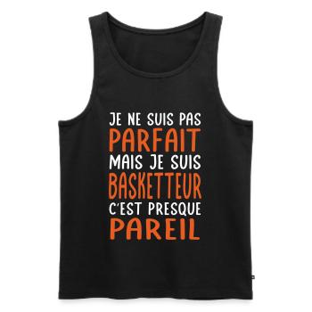 Je ne suis pas parfait mais je suis basketteur - Débardeur bio Premium Homme - noir - Devant - Michal (187cm)