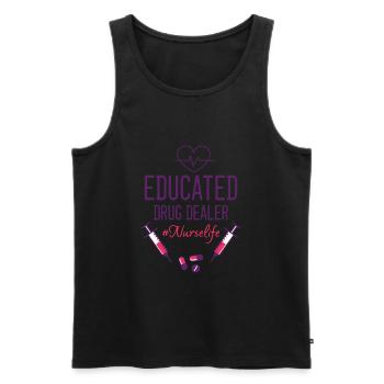 Gebildeter Drogendealer lustiges Zitat für Kranken - Männer Premium Bio Tank Top - Schwarz - Vorne - AI Model Male 178 light (178cm)