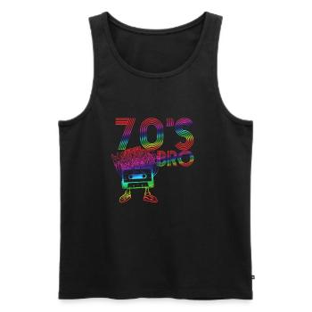 Cassette rétro Bro Vintage des années 70 - Débardeur bio Premium Homme - noir - Devant - Michal (187cm)