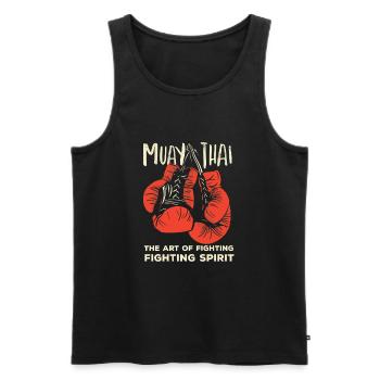 Muay Thai Vintage Retro Kunst des Kampfes Kickboxi - Männer Premium Bio Tank Top - Schwarz - Vorne - Michal (187cm)