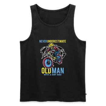 La citation de motocross ne sous-estime jamais un vieil homme - Débardeur bio Premium Homme - noir - Devant - AI Model Male 178 light (178cm)