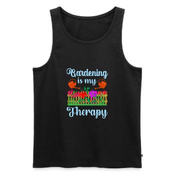 Funny quote Gardenner gardening is my The - Men's Premium Organic Tank Top - black - Front - AI Model Male 178 light (178cm)