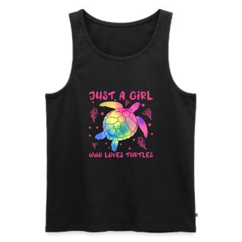 Fun the girl who loves turtles - Women - Men's Premium Organic Tank Top - black - Front - Michal (187cm)