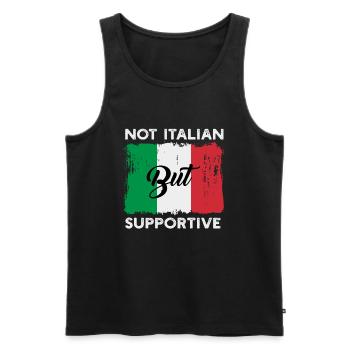 Notated quote not Italian, but at the bottom - Men's Premium Organic Tank Top - black - Front - Michal (187cm)