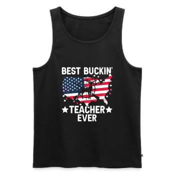 Bester Buckin -Lehrer aller amerikanischen Flagge - Männer Premium Bio Tank Top - Schwarz - Vorne - Michal (187cm)