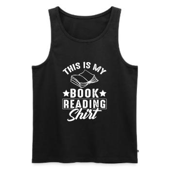 Das ist mein Buch Reading Shirt - Männer Premium Bio Tank Top - Schwarz - Vorne - Michal (187cm)