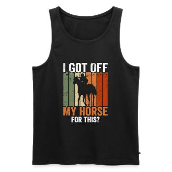 Ich bin dafür aus meinem Pferd gestiegen - Männer Premium Bio Tank Top - Schwarz - Vorne - AI Model Male 178 light (178cm)