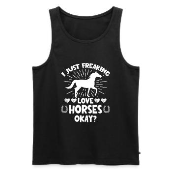 Ich liebe nur liebe Pferde okay, okay - Männer Premium Bio Tank Top - Schwarz - Vorne - Michal (187cm)