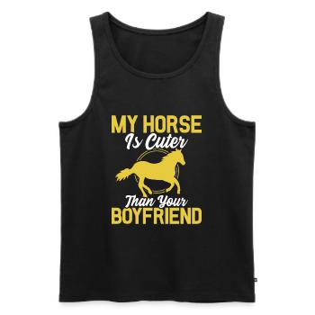 Mein Pferd ist niedlicher als dein Freund - Männer Premium Bio Tank Top - Schwarz - Vorne - AI Model Male 178 light (178cm)