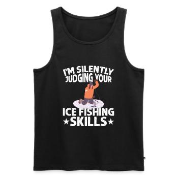 I assessed your ice fishing knowledge silently. - Men's Premium Organic Tank Top - black - Front - AI Model Male 178 light (178cm)