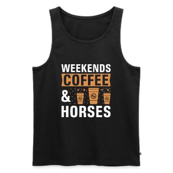 Wochenenden Kaffee und Pferde - Männer Premium Bio Tank Top - Schwarz - Vorne - Michal (187cm)