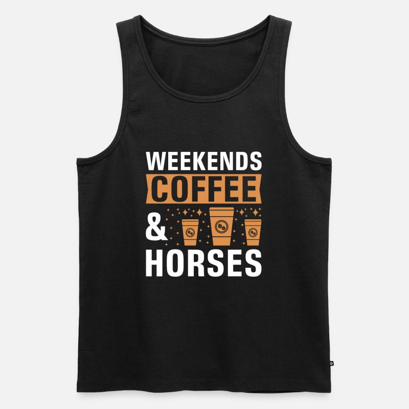 Wochenenden Kaffee und Pferde - Männer Premium Bio Tank Top - Schwarz