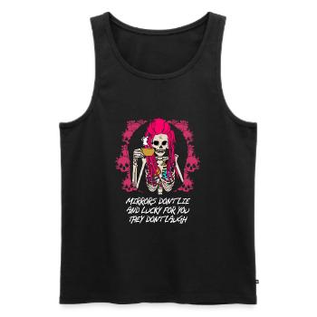 Spiegel lügen nicht, zum Glück lachen sie nicht lu - Männer Premium Bio Tank Top - Schwarz - Vorne - Michal (187cm)